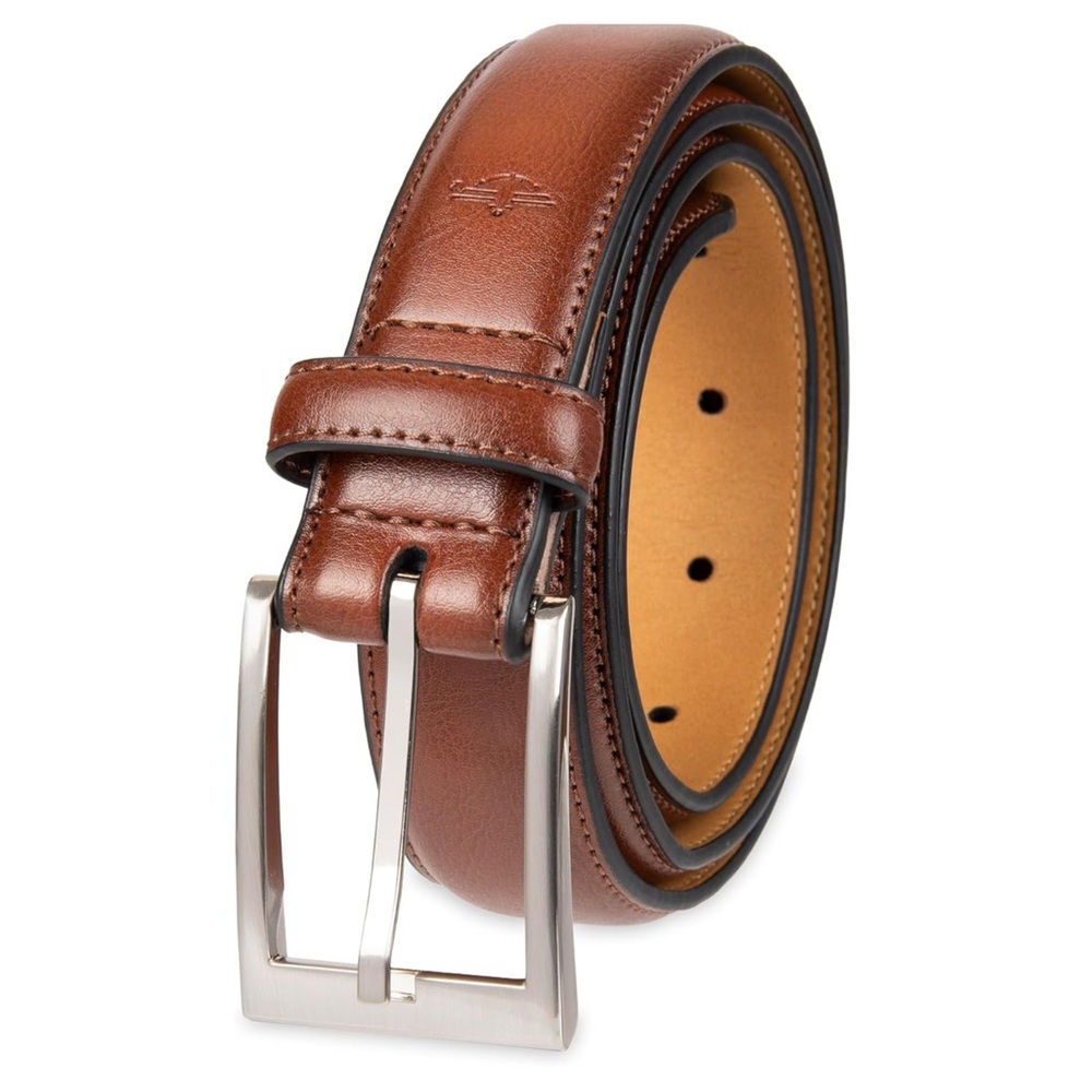 Dockers Tan Leather Silver Buckle Dress or Casual Belt